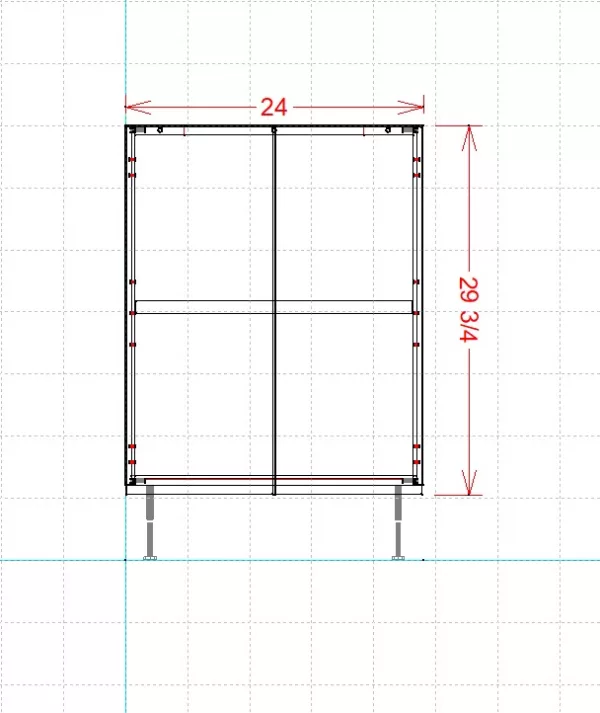BASE CABINET 24W35H24D 1 SHELF Measurments - Base Cabinet with Double Doors