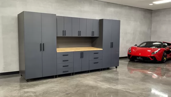 Gen4 Generate a hyper realistic image of a modern high end garage interior using the exac 329128128 - Garage Pro Set 72 -Quiet Luxury