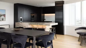 chicago high-rise kitchen remodel with frameless cabinetry and integrated appliances