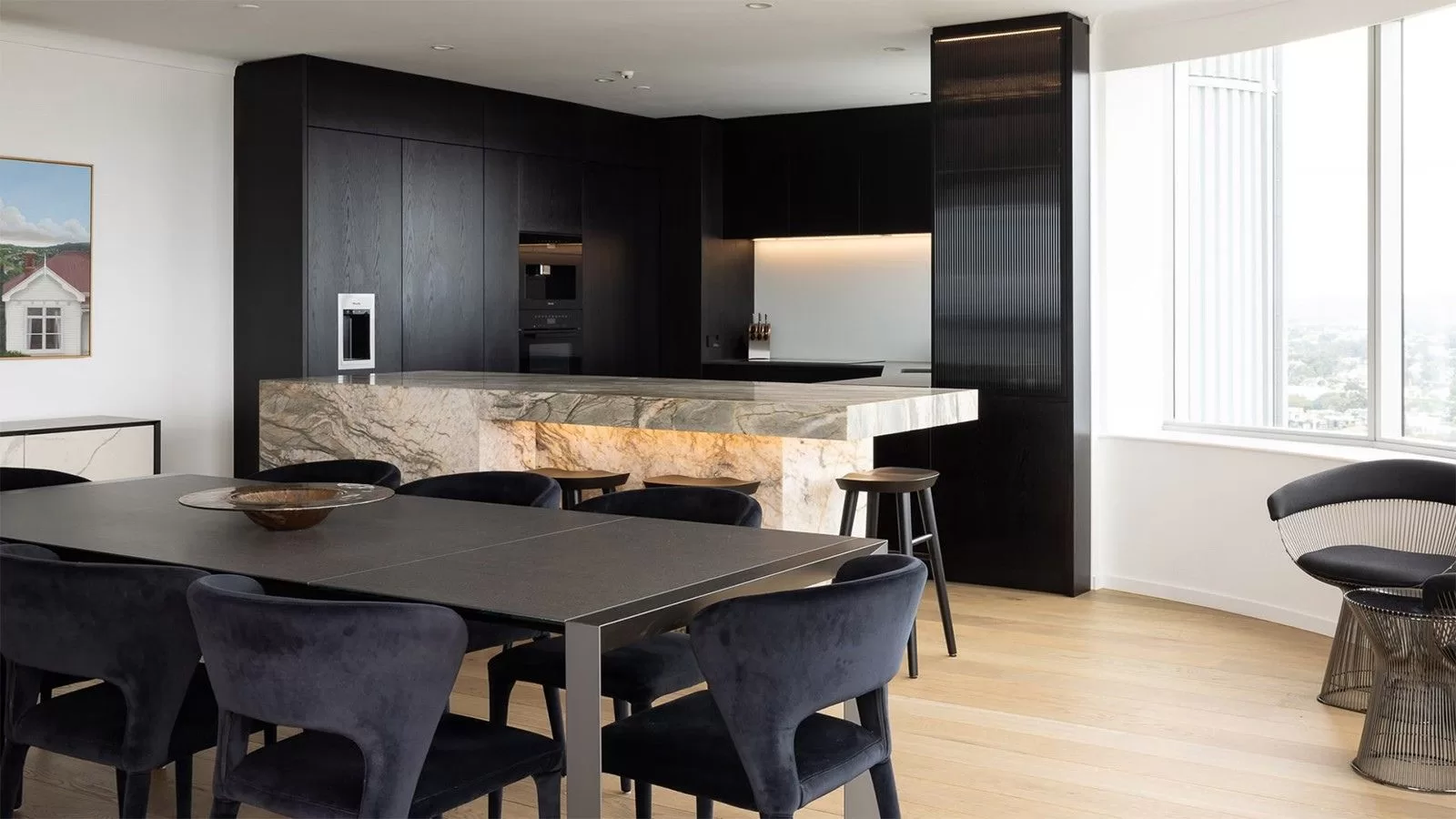 chicago high-rise kitchen remodel with frameless cabinetry and integrated appliances