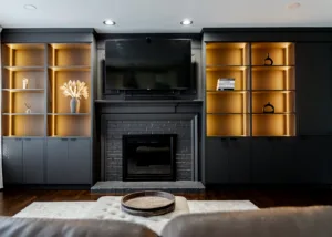 Custom built in with fireplace